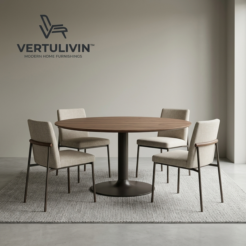 Vertulivin™ Round Walnut Dining Table Set
