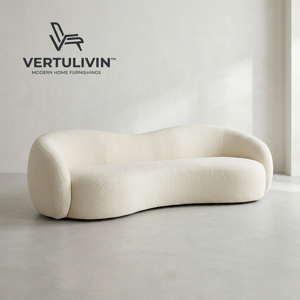Vertulivin™ Ivory Curved Bouclé Sofa