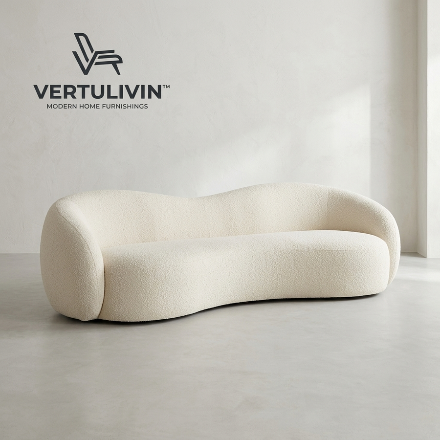 Vertulivin™ Ivory Curved Bouclé Sofa