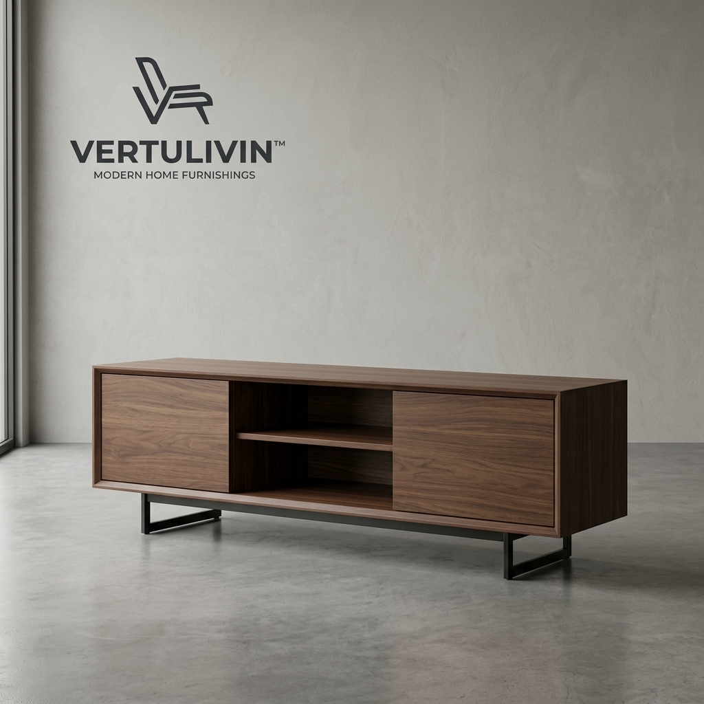 Vertulivin™ Walnut Media Console TV Stand